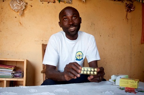 CHW in Rwanda with medicines
