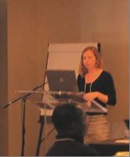 Megan Noel presents at the USAID BGH M&E Working Group Semi-Annual Meeting